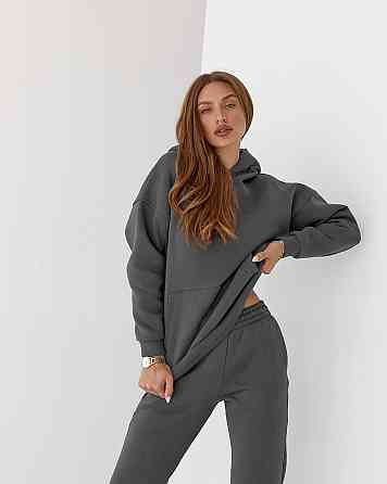 Женский спортивный теплый костюм оверсайз Графитовый M Харьков