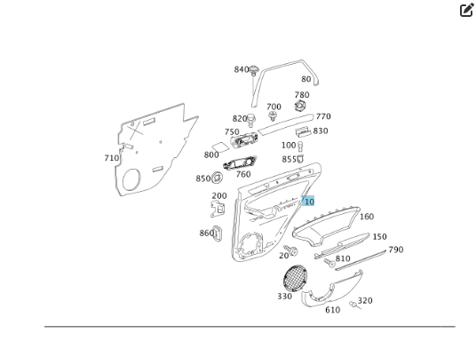 Mercedes-Benz  A1647301470 8K56 Карта задніх правих дверей колір бежевий ML W164 Одеса
