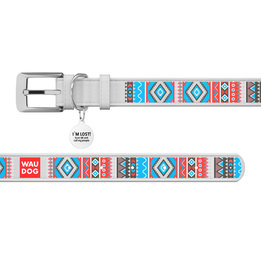 Нашийник для собак шкіряний WAUDOG Design з QR паспортом, малюнок "Етно", S, Ш 15 мм, Дов 26-35 Коломыя - изображение 3