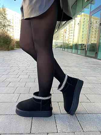 ITTS Угги жіночі ITTS чорні натуральна замша з теплим хутром высота 10 см (5639) Коломыя