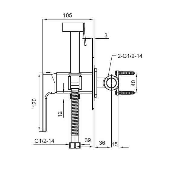 Смеситель для гигиенического душа Koer KB-23009-01 хромированный (KR3510) Харьков