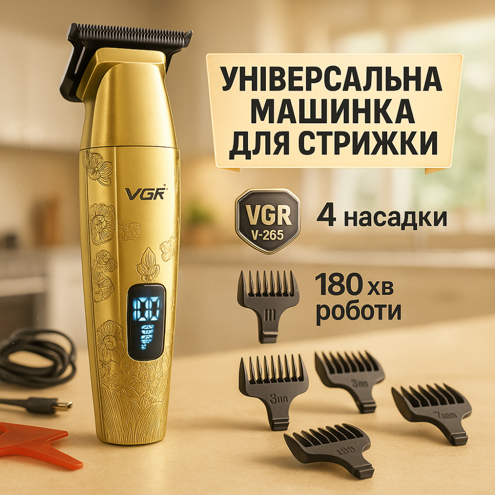 Чоловічий набір для стрижки волосся акумуляторний VGR V-265, Акумуляторна машинка для стрижки DJ-61 Львів - фото 11
