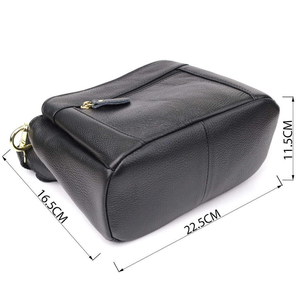 Класична шкіряна сумка для жінок з трьома відділеннями Vintage 22978 Чорний Київ - фото 3