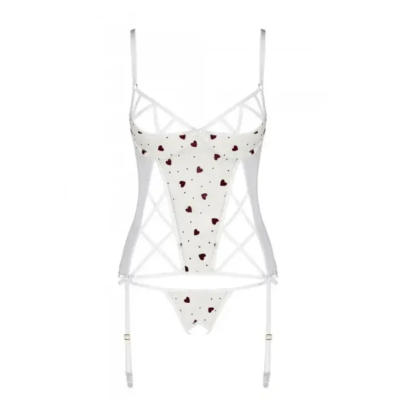 Корсет з підв'язками, стрінги Passion LOVELIA CORSET XXL/XXXL, white Львів