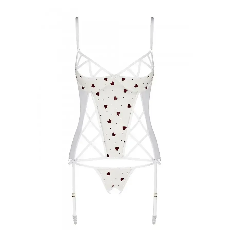 Корсет з підв'язками, стрінги Passion LOVELIA CORSET XXL/XXXL, white Львів - фото 5