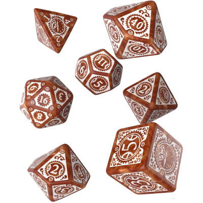 Набір кубиків для настільних ігор Q-Workshop Steampunk Clockwork Caramel white Dice Set (7 шт) (SSTC72) Вінниця - фото 1