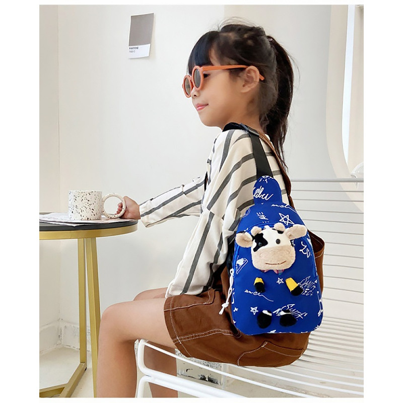 Детская нагрудная сумка рюкзак A-407 Cow на одно отделение с ремешком Blue Киев - изображение 4