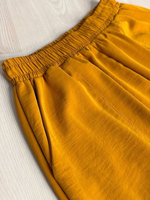 Брюки женские 0716 MOM шелковые с карманами горчица, горчица, XL Киев - изображение 15