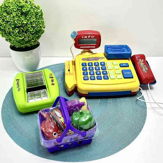 Дитячий ігровий касовий апарат Limo Toy з продуктами калькулятором мікрофоном та сканером (7018-UA) Чернігів