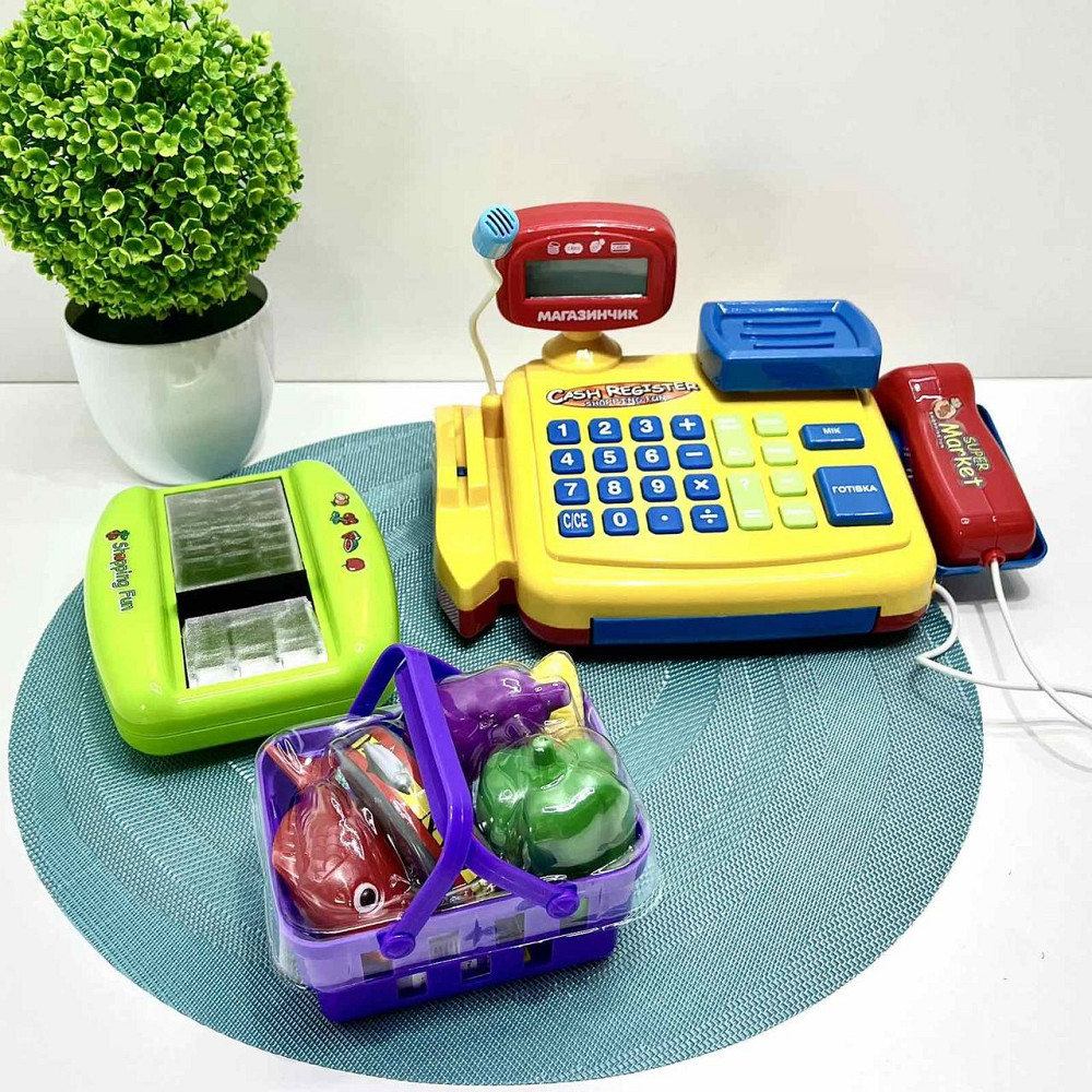 Дитячий ігровий касовий апарат Limo Toy з продуктами калькулятором мікрофоном та сканером (7018-UA) Чернігів - фото 1