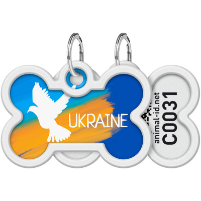 Адресник для животных WAUDOG Smart ID с QR паспортом "Флаг", кость 40х28 мм (0640-0229) Винница - изображение 1