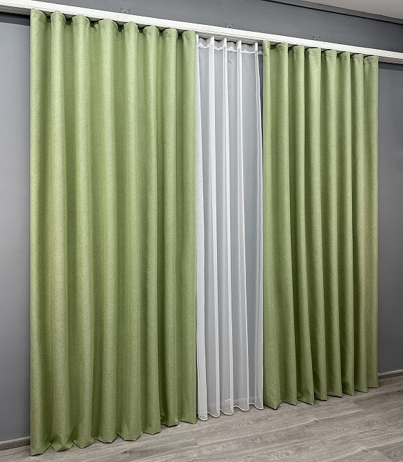 Комплект штор VR-Textil 100% блэкаут ASHEN NIGHT 200х270 2шт и Тюль 500х270 1841ш-1153т оливковый с белым 71-081/6 Киев - изображение 3