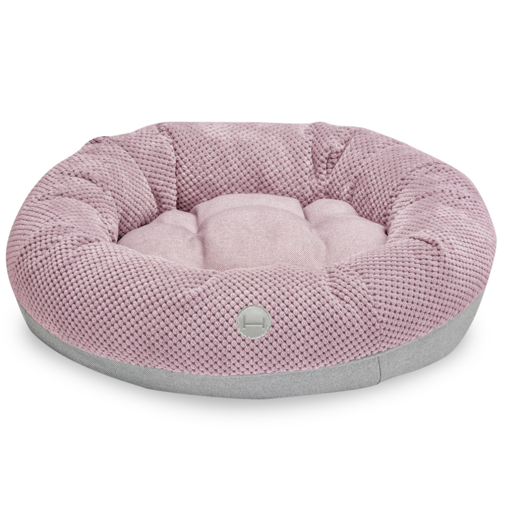 Лежанка для собак і котів овальна Harley and Cho, круглий лежак для тварин Bagel Pink Одеса - фото 1