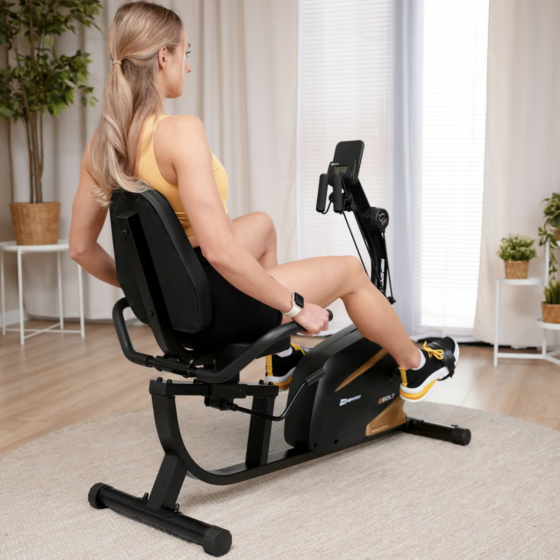 Горизонтальний велотренажер Hop-Sport HS-045L Volt магнітний золотистий Київ
