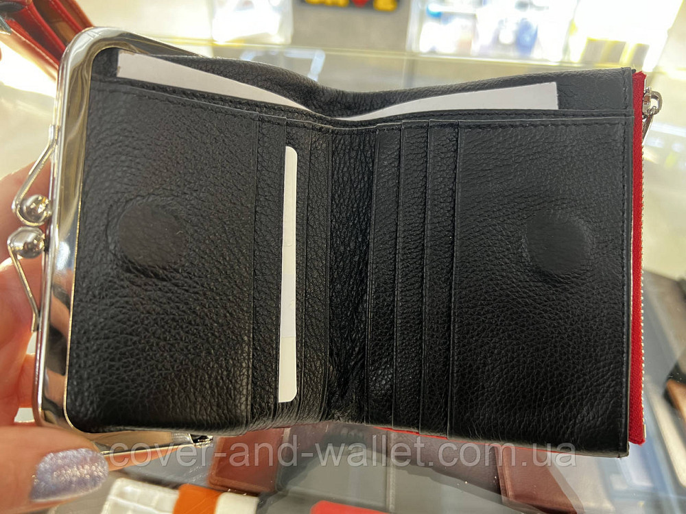 Небольшой женский кожаный кошелек в ретро стиле красно-черного цвета Helen Verde 6133 Киев - изображение 14