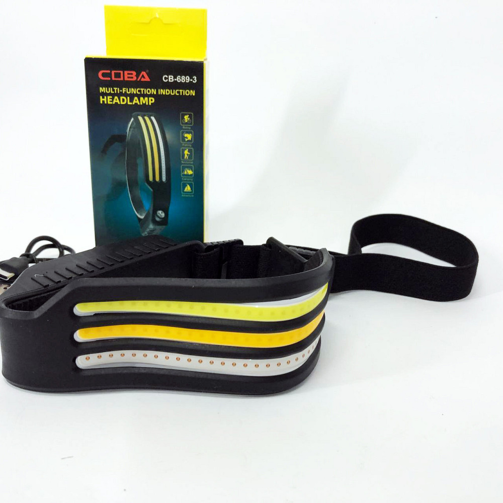 Фонарик диодный налобный BL-W689-LM+3COB, Налобный фонарь с креплением на голову, Наголовный фонарь AU-49 Киев - изображение 4