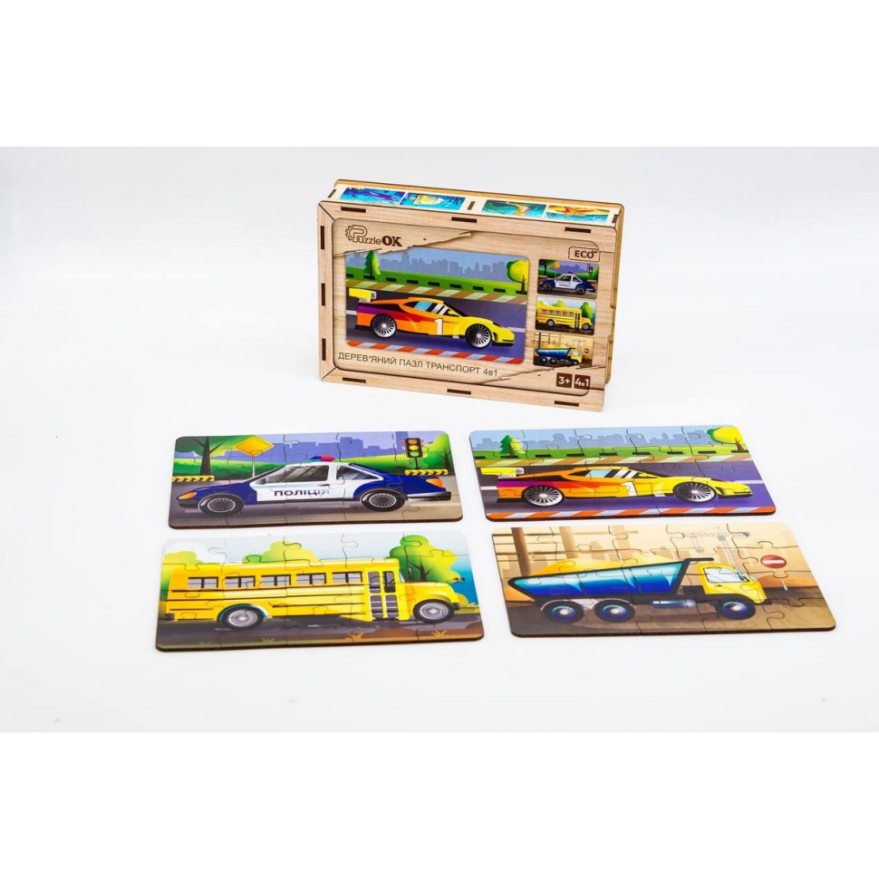 Деревянный детский пазл 4в1 