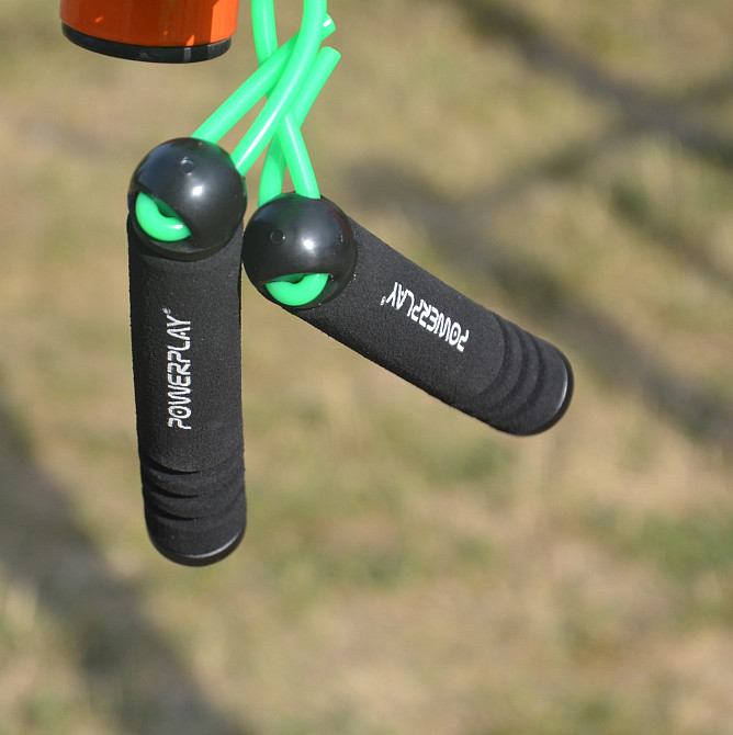 Скакалка спортивна PowerPlay 4205 Classic Plus Jump Rope Зелена 2,7м Київ - фото 7