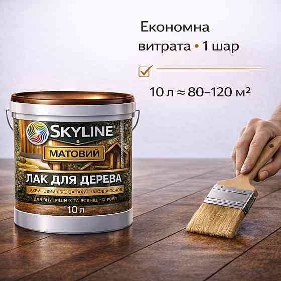 Лак для дерева Skyline матовий акриловий прозорий без запаху для внутрішніх та зовнішніх робіт 10 л Харків
