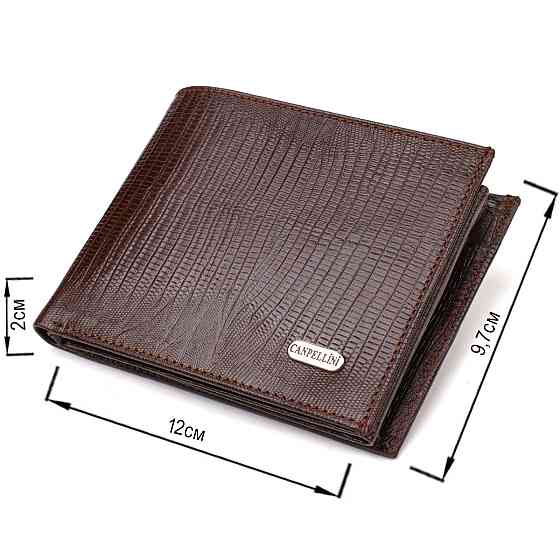 Стильный горизонтальный мужской бумажник среднего размера из натуральной фактурной кожи CANPELLINI 21864 Коричневый Киев