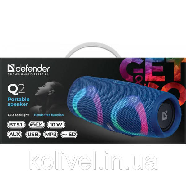 Акустична система 1.0 Defender Q2 10W, BT/FM/USB/TF/AUX синя (65302) Киев - изображение 7