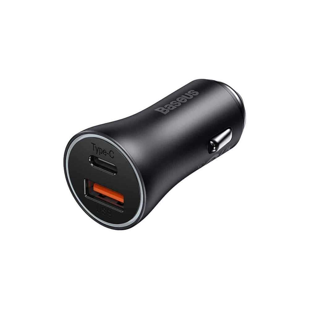 Автомобільний зарядний пристрій Baseus Golden Contactor Max Dual Fast Charger U+C 60W Dark Gray CGJM000113 Одеса - фото 1