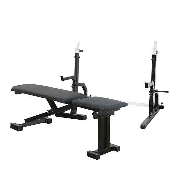 Скамья с отрицательным углом 40 на 40 мм + Стойки со страховкой 40 на 40 мм + брусья и штыри под блины Киев