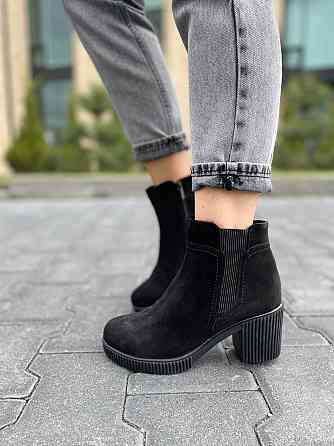 Черевики жіночі VESNA чорні замша натуральна висота 12см каблук 7см (5029) Коломия