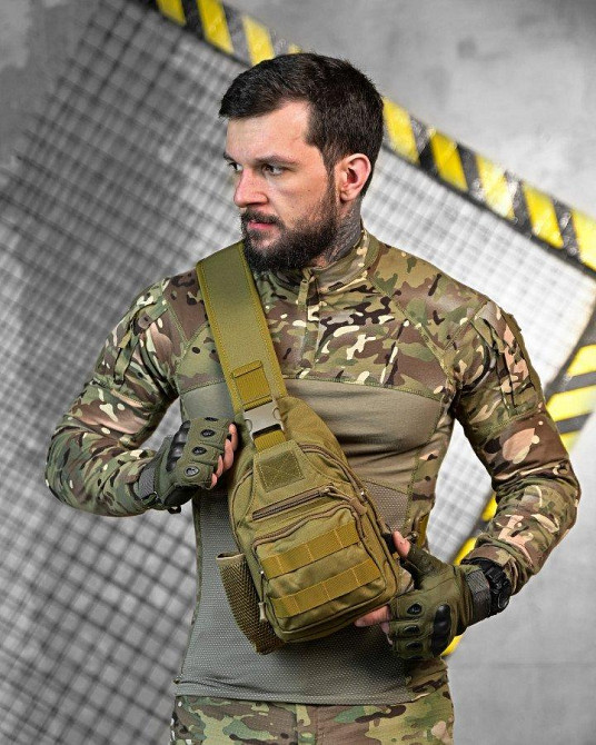 Армейська нагрудна сумка-рюкзак з USB-портом захисник coyot ДЛ7536 Одеса - фото 1