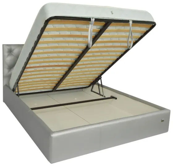 Кровать Двуспальная Bristol Comfort 160 х 190 см Zeus Deluxe Silver С подъемным механизмом и нишей для белья Серебристый Киев