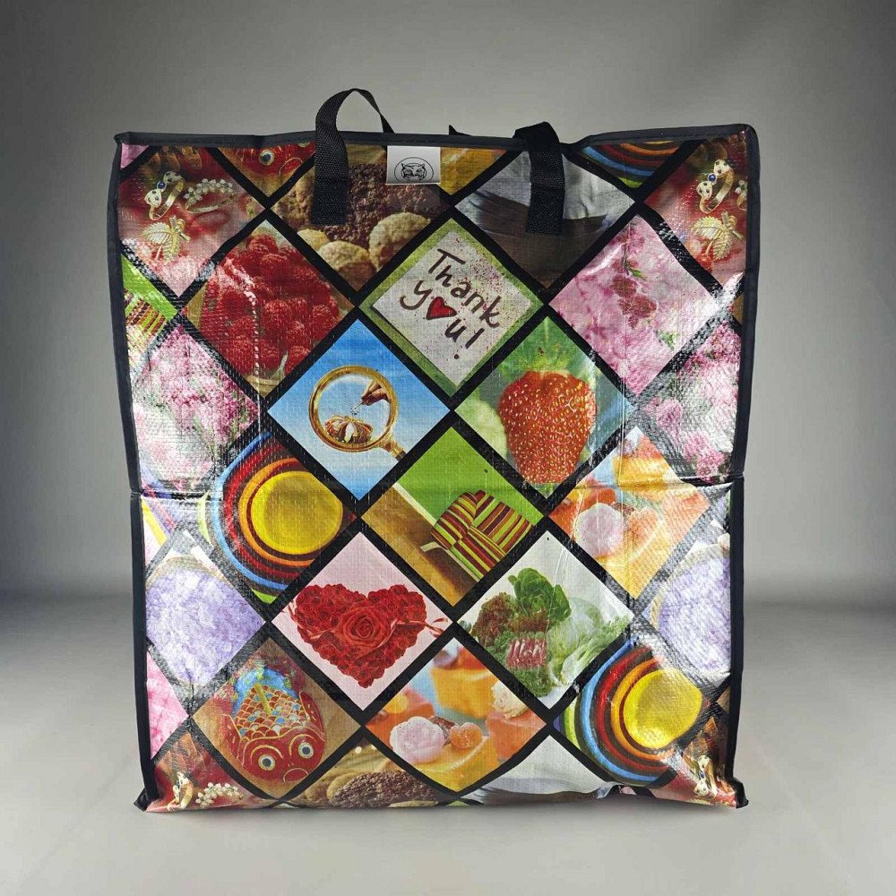 Сумка хозяйственная на змейке , полипропиленовая,  с цветным рисунком  №4 Рисунок-Буквы (48x55x25) (1 шт) Харьков - изображение 4