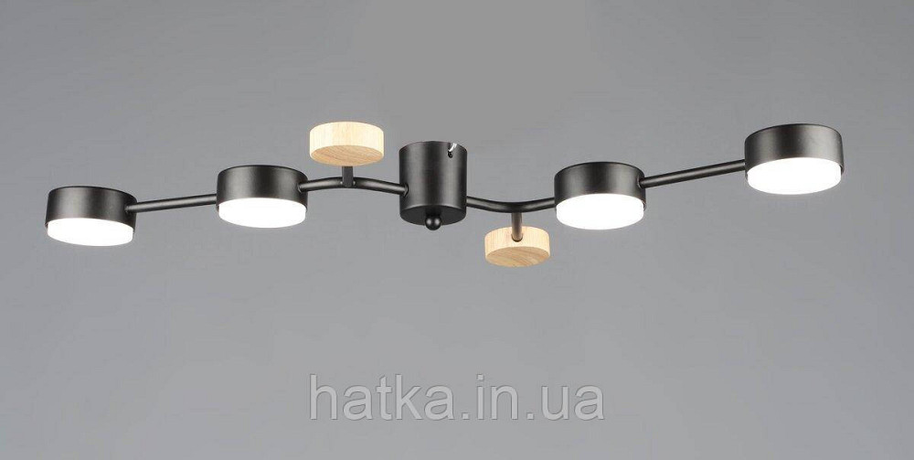 Люстра стельова світлодіодна VALESO N6713/4 GX53 Чорний + Дерево N6713/4 Київ - фото 1