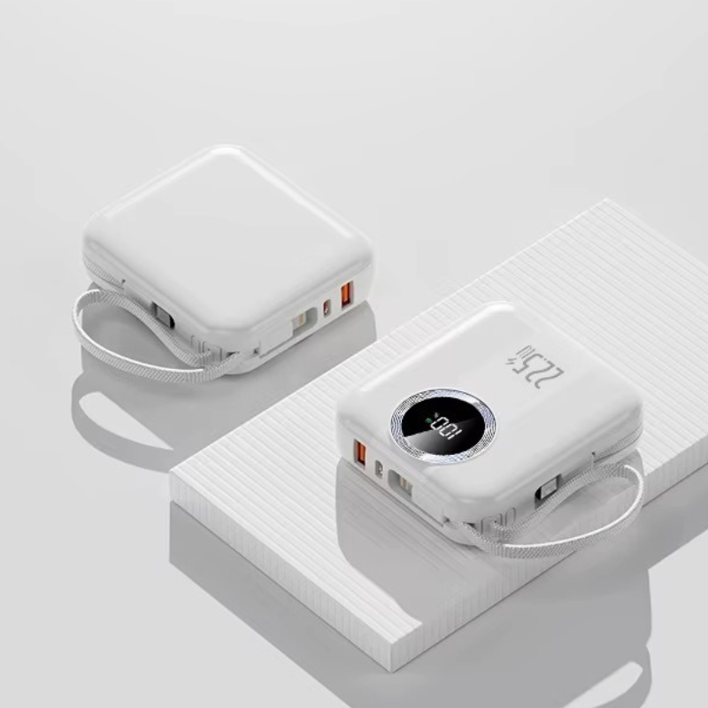 Мини-повербанк 10000 mAh с быстрой зарядкой 22.5W, с Power Delivery 20W и встроенными кабелями Lightning и Type-C,White Каменец-Подольский - изображение 7