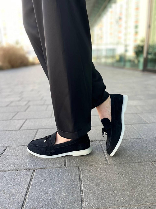 Mermaid Лофери жіночі Mermaid чорні натуральна замша плоска підошва розмір (Б-1) Коломыя - изображение 3