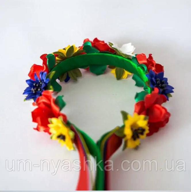 ​​​​​​​Обруч в украинском стиле венок цветы с лентами на широком ободке Кривой Рог - изображение 2