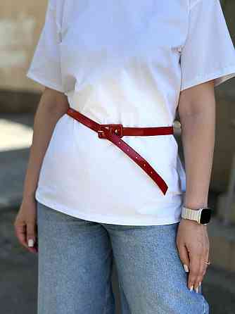 Ремінець лакований вузький "Milano" Червоний Київ