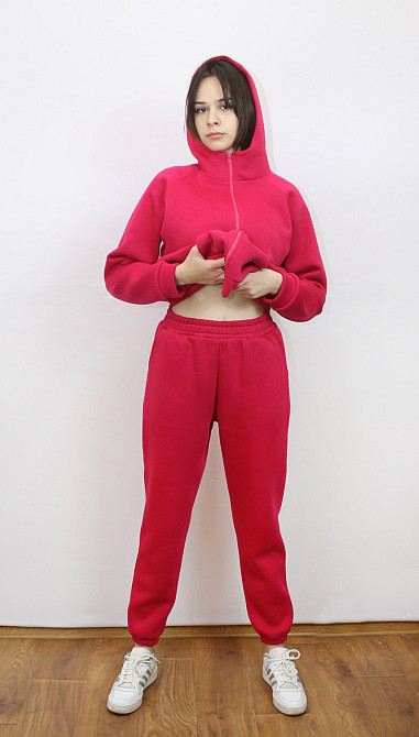 Теплый спортивный костюм женский на змейке Малиновый 42/44 Харьков - изображение 4