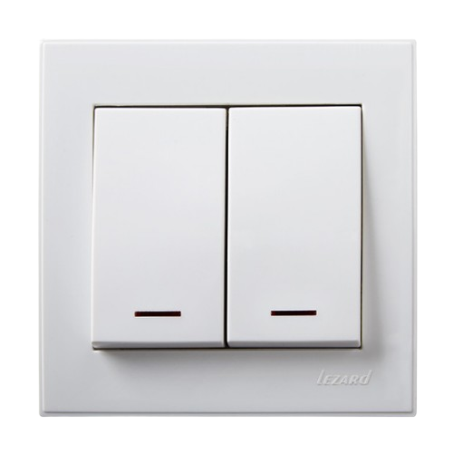 RAIN білий Вимикач внутрішній 2кл з підсвічуванням Лезард Житомир - изображение 1