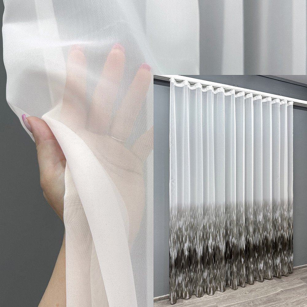 Тюль шифоновая с принтом цвет венге с белым 1761т Киев - изображение 1