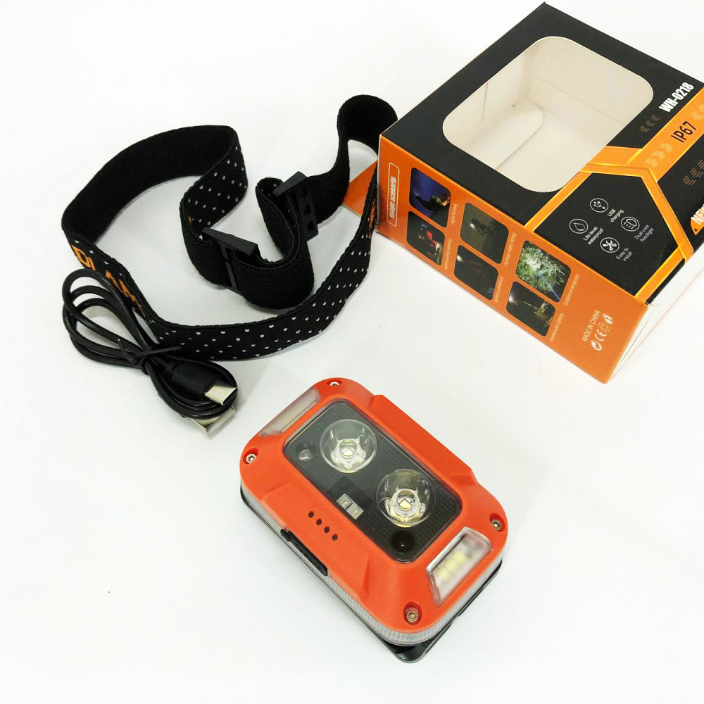 Фонарь налобный аккумуляторный светодиодный с зарядкой WH-0218-XPG(white+yellow)+SMD(red) JV-28 Львов - изображение 2