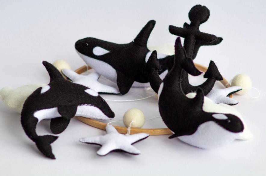 Музичний мобіль монохромний WoollyFox «Касатки» з 35 мелодіями Київ - фото 6