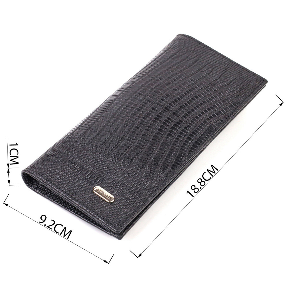 Фактурный мужской вертикальный бумажник из натуральной кожи с тиснением CANPELLINI 21906 Черный Киев - изображение 7