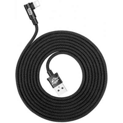 Дата кабель USB 2.0 AM to Lightning 2.0m 1.5A 90° corner black Baseus (CALMVP-A01) Винница
