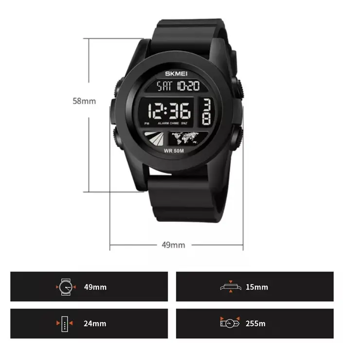 Мужские спортивные часы Skmei 1906 Черный циферблат Киев - изображение 6
