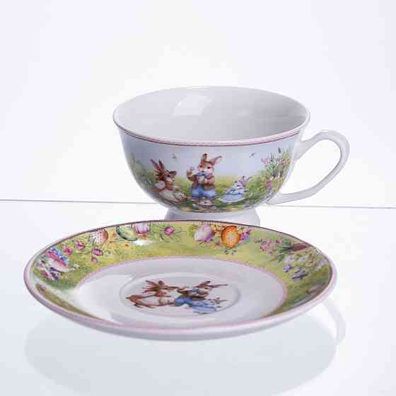 Чашка порцелянова для чаю Rabbit Family 200 мл з блюдцем HP-7323-9 Коломия