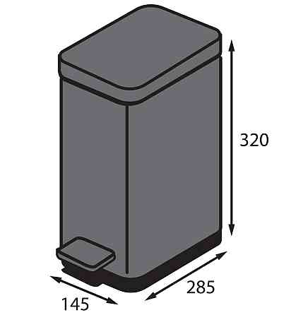 Відро для сміття з плавним закриттям прямокутне Koer TC-010206-07 6 л колір сірий (KR5596) Київ