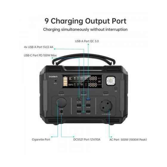 Зарядна станція Choetech BS004-EU-BK, 500W (BS004-EU-BK) Киев