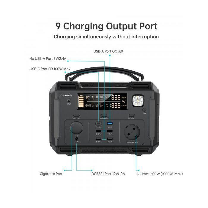 Зарядна станція Choetech BS004-EU-BK, 500W (BS004-EU-BK) Киев - изображение 2