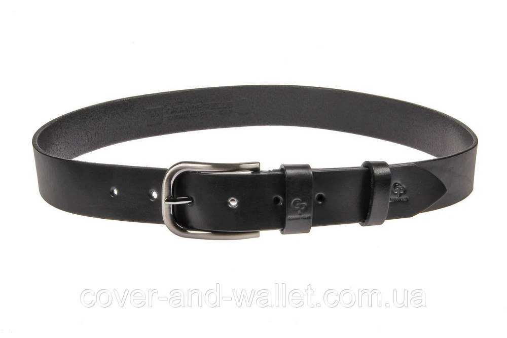 Стильний чоловічий ремінь із італійської шкіри чорного кольору під джинси Grande Pelle Casual Київ - фото 9