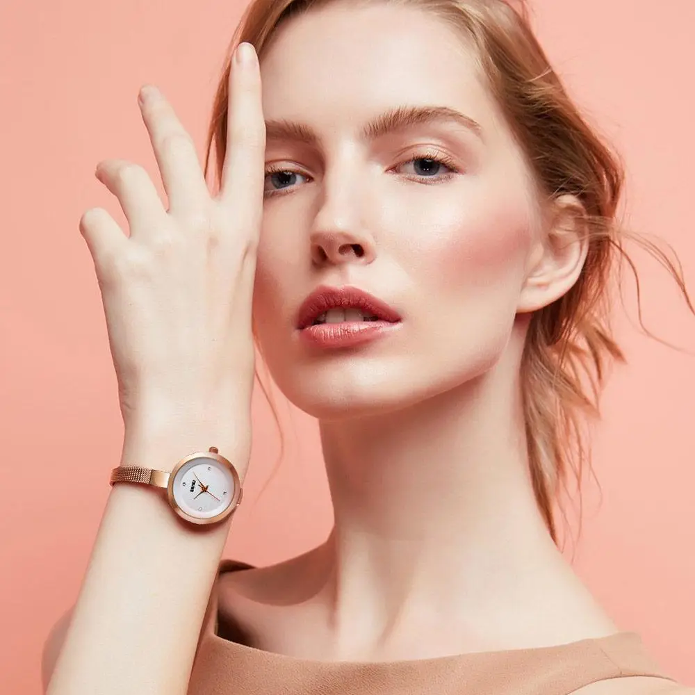 Жіночий класичний годинник Skmei 1390 (Рожеве золото) Вінниця - фото 7